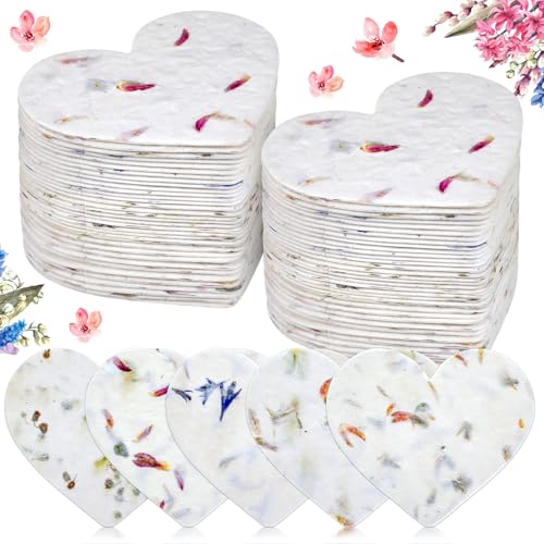 Dunzoom 50 Pcs Plantable Seed Paper Tags Wildflower,Heart - style: Heart