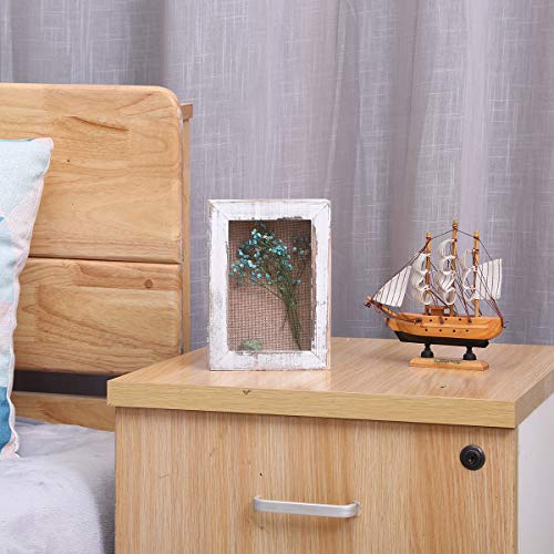 5x7 Shadow Box Frame (Display Area 4x6), Small Shadow Box with Glass, Mini Picture Shadow Box with Hinge, Memory Box for Memorabilia Photos Tickets Conch - Distressed White | Mini Keepsake Display Case, Hinged Solid Wood Shadow Box with Glass Front for Ph