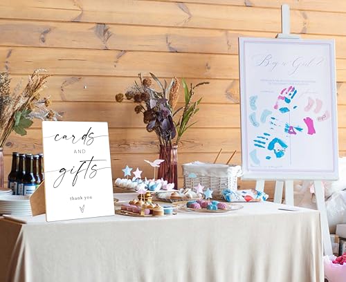 Cards and Gifts Sign, 8×11 Inches Wooden Sign With Stand, Minimalist Gender Neutral Tabletop Decor for Gender Reveal Party, Baby Shower, Wedding, Bridal Shower, Event Party Favor Supplies-5 - style: Cards and Gifts