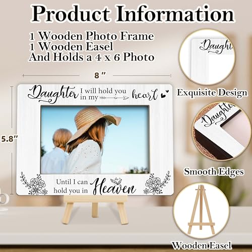 Memorial Gifts Loss of Daughter, Sympathy Picture Frame, Remembrance Gifts Wooden Photo Frame with Easel, 4x6 Bereavement Picture Frame for Tabletop Display - G08 - style: Loss of Daughter
