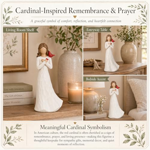 Cardinal Gifts for Women, Angel Cardinal Figurine, Red Cardinal Memorial Gifts for Loss of Loved One, Cardinal Sympathy Gifts for Women, Bereavement Remembrance Gift, Condolence Comfort Keepsake - size: Cardinal