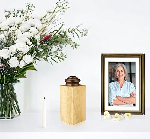 ZIYA Wooden Small Urns for Human Ashes Keepsake Miniature Urn Box for Human Ashes Adult Male Female Mini Memorial Cremation Pet Urns for Dog Cat Ashes Sharing Urn with Gift Case, Bag and Funnel - size: 1 Keepsake