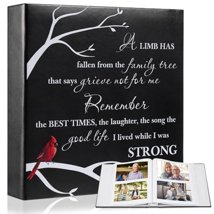 ReliThick Cardinal Funeral Photo Album 4 x 6 Inch 200 Blank Pages Memorial Leather Memory Album Scrapbook for Memorial Service Celebration of Life Decor in Loving Party Supply(Remember the Best Times) - style: Remember the Best Times