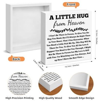 Sympathy Gifts Memorial Wooden Box Sign Sympathy Table Decoration Memorial Gift for Loss of Loved Father Mother Son Brother Sister in Loving Memory Sign Plaque 5X5 Inches