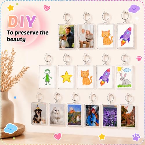 Yaomiao Acrylic Photo Frame Keychain Holder Photo Picture Insert Blank Keyring for DIY Craft - size: 2 x 3 Inch