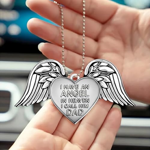 Memorial Angel Wings Christmas Ornament – Aluminum I Have an Angel in Heaven I Call Her Dad, Loss of Father, Loss of Papa Remembrance, Sympathy Gift Keepsake