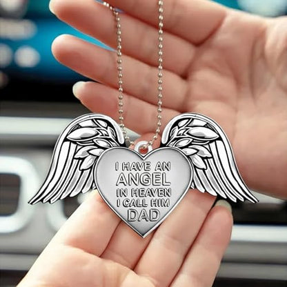 Memorial Angel Wings Christmas Ornament – Aluminum I Have an Angel in Heaven I Call Her Dad, Loss of Father, Loss of Papa Remembrance, Sympathy Gift Keepsake
