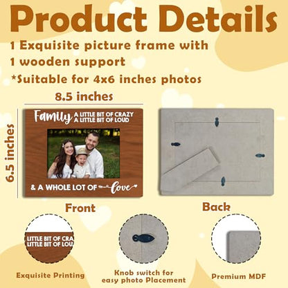 Rustic Family Picture Frame - Family A Little Bit of Crazy A Little Bit of Loud - Wooden Picture Frame Fits 4x6 inches Photo - Farmhouse Birthday Gift For Grandparents Parents-A02 - color: Family