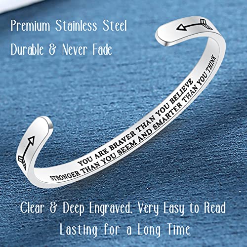 SAM & LORI Personal Bracelets for Teens/Women-Inspirational Jewelry Gifts (Various Designs) for Daughter/Sister/Mom/Friends-Adjustable Bracelet in a Pretty Gift Box - style: 2 You are braver than you believe...