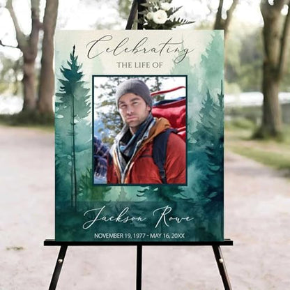 Eucalyptus Greenery Flowers Funeral Welcome Sign, Celebration of Life Welcome Sign, in Loving Memory Sign, Celebration of Life Funeral Sign, Celebration of Life Sign, Memorial Sign with Photo #fR125 - color: Version #25