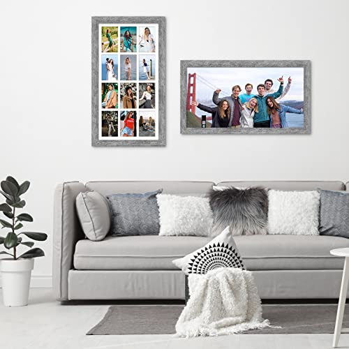 13x25 Collage Frame, 12 Open 4x6 Photo Frame Collage for Wall - color: Grey, size: 13x25 - (12 open4x6）