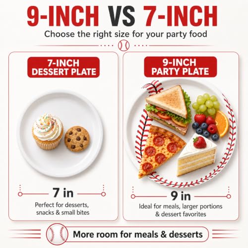 40 Pcs Baseball Plates and Napkins Set, Large 9 Inch Party Plates - color: Baseball