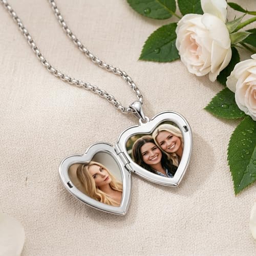 Heart Locket Necklace that Holds Pictures Memorial Jewelry Gifts