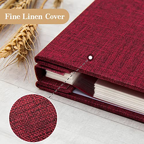 potricher Self Adhesive Photo Album 40 Pages, Linen cover, Red | Photo Album Self Adhesive 4x6 5x7 8x10 Pictures, Linen Cover DIY Scrapbook Albums for Family, Wedding, Baby, Anniversary - color: Red, size: 11x10.6 Inches 40 Pages