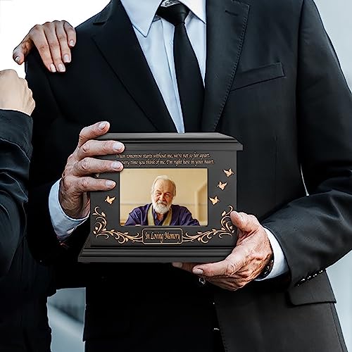 DGDCDV Cremation Urns for Human Ashes Male Female with Photo Frame | Large Wooden Memorial Urns for Adult Woman Men Human Ashes, Decorative Burial Funeral Urns Box and Caskets for Ashes