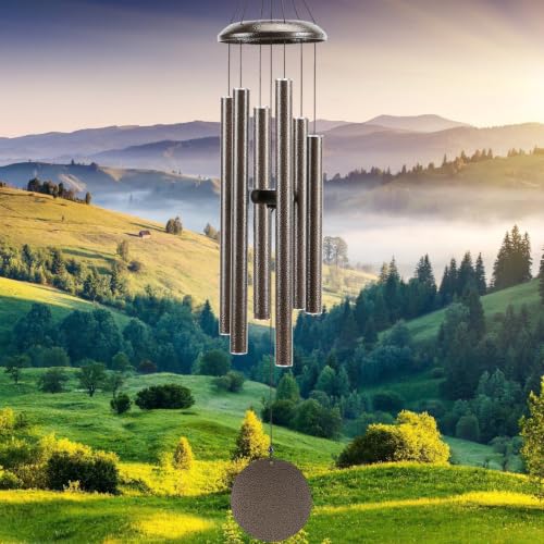 Wind-Chimes-Outdoor-Large-Decor, Deep Tone Soothing Melodic Tones Windchimes, Wind Chimes for Outside, Memorial Wind Chime Best Gift for Mom Women Grandma Neighbors（40" Brown） - color: Brown, size: Luxury 40"