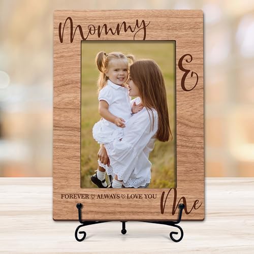 Mom Picture Frame, Mommy And Me Photo Frame, Best Mom Gift, Mother's Day Birthday Gift, 4x6 Wood Desk Frame - L09 - style: mommy and me