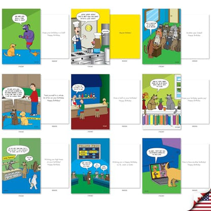 NobleWorks 36 Assorted Box Set Birthday Greeting Cards w/5 x 7 Inch Envelopes (36 Designs, 1 Each) Bday Metzger's Many Pets AC10614BDG-B1x36 - style: Metzger's Many Laughs