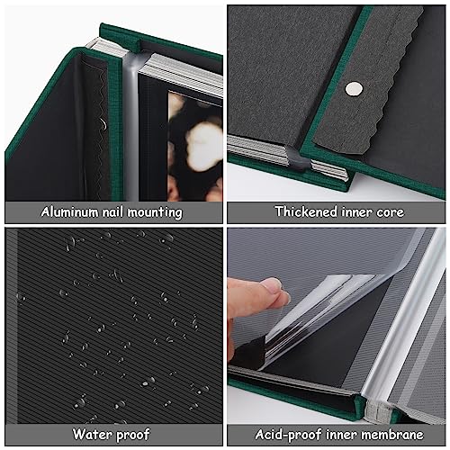 Zesthouse Photo Album Self Adhesive Pages, 60 Pages Magnetic Scrapbook Albums with Sticky Page, Photos Album Holds 8x10 & 5X7 & 4x6 & 6x8 & 3x5, Large Picture Book Ideal Gift for Family Wedding Baby - color: Dark Green, size: 11"x10.6"/Black 60 Pages