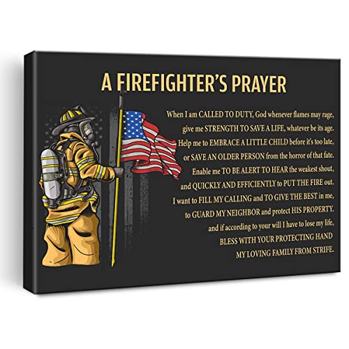 Motivational Art Wall Decor a Firefighter's Prayer Canvas Print Framed Firefighter Painting for Home Office Wall & Tabletop Decor - color: A