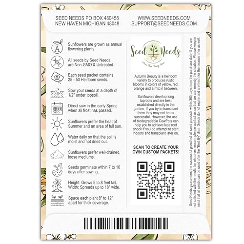 Seed Needs Sunflower Seed Packet Gift Favors for Weddings & Bridal Showers - size: 100 Packs, style: FAV-001