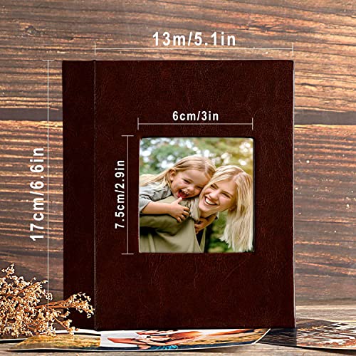 Ywlake Photo Album 4x6 50 Pockets 2 Packs, Small Mini Capacity Leather Photo Albums, Each Pack Holds 50 Top Loader Vertical Only Pictures Brown - color: Brown, size: 50 Photos/2PK