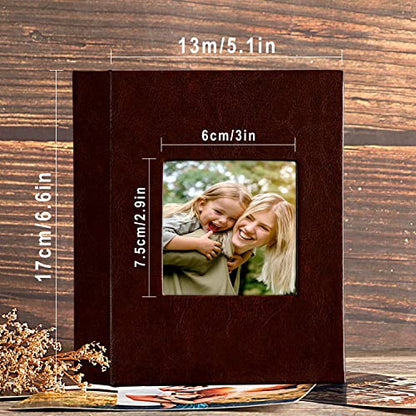 Ywlake Photo Album 4x6 50 Pockets 2 Packs, Small Mini Capacity Leather Photo Albums, Each Pack Holds 50 Top Loader Vertical Only Pictures Brown - color: Brown, size: 50 Photos/2PK