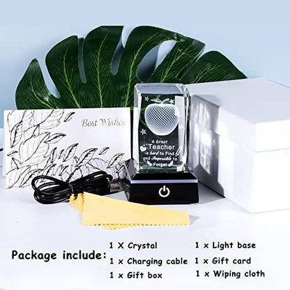 Movdyka Teacher Appreciation Gifts for Women Men, 3D Crystal Engrave Apple with Base, Best Unique Christmas Retirement Thank You End of The Year Gifts for Teacher from Students - style: Teacher gifts-Great Teacher