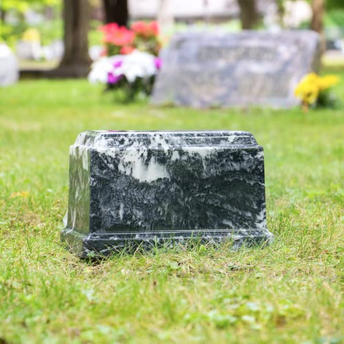 Ebony Olympus Cultured Marble Cremation Urn for Human Ashes, Black, Ground Burial, Home Display and Funeral Memorial - color: Ebony