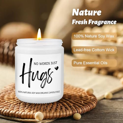 Sympathy Gifts for Loss of Loved One- No Words Just Hugs Candles, Natural Lavender Scented Candle 9OZ, Get Well Soon, Thinking of You Gifts, Bereavement Gift for Women Men, Miscarriage Gift for Mother