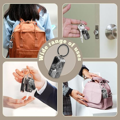 Photo Keychain Double-Sided Engraved Valentines Day Gift for Men | Personalize Both Sides with Photo Text to Create Unique Engraved Keychain Perfect for Valentine's Day