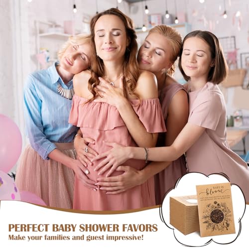 Fumete 100 Pack Simple Style Baby in Bloom Baby Shower Favor for Guest Wildflower Seeds Packets Party Favor with Window Envelopes Resealable Organizer Storage Bag for Gender Reveal Party - style: Simple