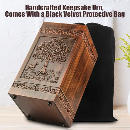 Wooden Urn for Ashes Adult Male Female, Cremation Urns for Human Ashes Adult Men Women, Decorative Burial Funeral Memorial Tree of Life Urns for Ashes, Urn Box Holds 250 Cubic Inches(Tree of Life)