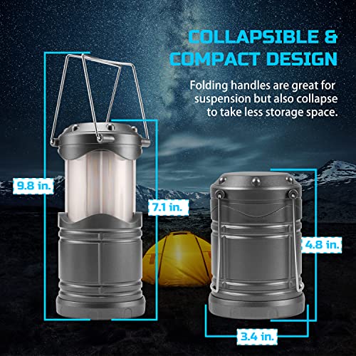 Lichamp 4 Pack LED Camping Lanterns, Dark Gray | Collapsible Flameless Candles Tea Lights, Portable Battery Powered Camping Lights Emergency Supplies Kit - color: Gray