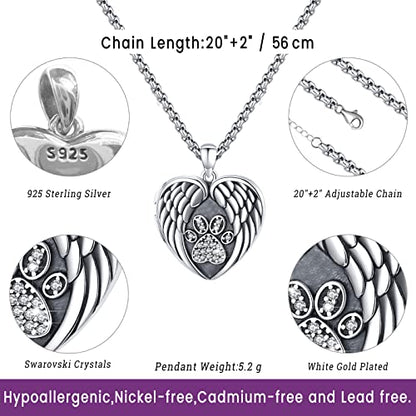 Picture Locket Necklace for Women Men Rose 14K Real Gold 925 Sterling Silver Jewelry Heart Locket Necklace that Holds Pictures Tree of Life Viking Wolf Celtic Knot St Christopher St Michael Pendant - color: H-Heart Paw Photo Locket Necklaces