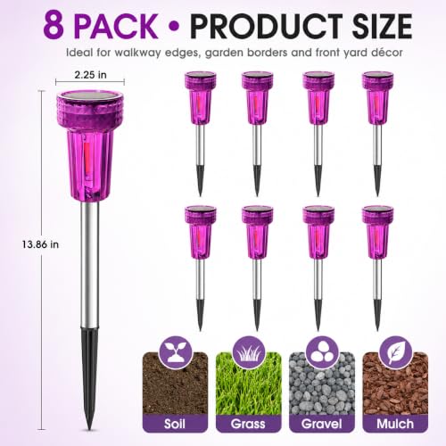 Halloween Solar Lights Outdoor Waterproof Purple Landscape Lights, 8 Pack - color: Purple, size: 8Pack