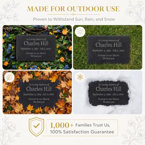 PlaqueMaker Grave Markers for Cemetery Headstone Granite - size: 8 x 4 x 1"