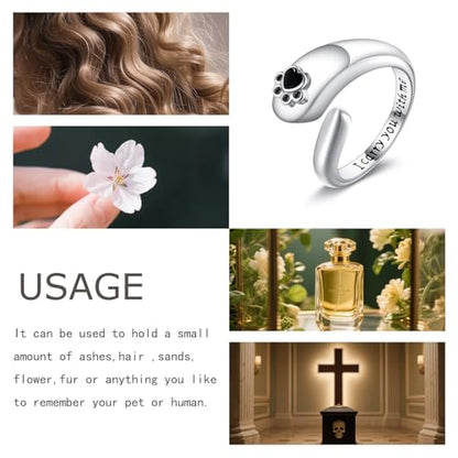 Urn Ring for Ashes Sterling Silver Urn Ring Keepsake Memorial Jewelry Gifts for Women - color: paw print-2