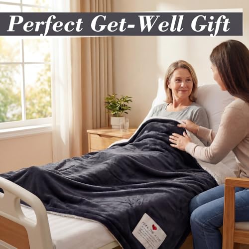 Moukeren Prayer Comfort Blanket for Men Women 60"x80" Inspirational Healing Sherpa Blanket Flannel Throw with Motivational Quotes Message for Chemo Patient Surgery Recovery Cancer Care Gift(Black)