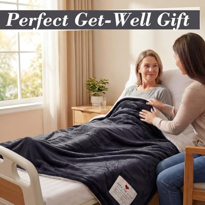Moukeren Prayer Comfort Blanket for Men Women 60"x80" Inspirational Healing Sherpa Blanket Flannel Throw with Motivational Quotes Message for Chemo Patient Surgery Recovery Cancer Care Gift(Black)