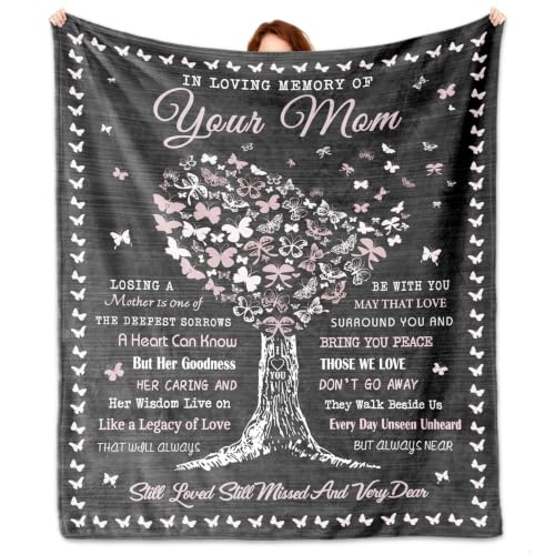 Memorial Gifts for Loss of Mom, Bereavement Gifts Blanket 60"x50", Loss of a Mother Sympathy Gifts, Mom Memorial Gift, Condolences Gift, In Memory of Loved One Gifts, Remembrance Gift for Loss