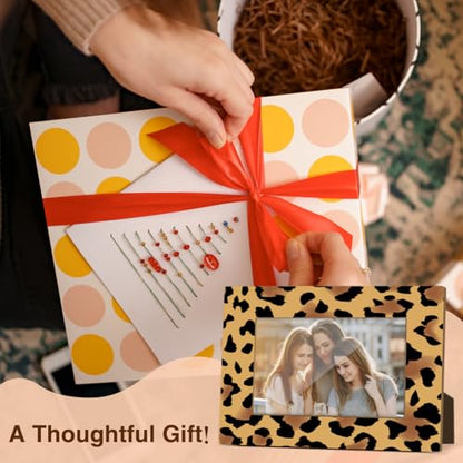 Leopard Print Print Picture Frame, Birthday Gifts for Women Girl Mom Friends, Leopard Wooden Picture Frame Fits 4x6 Inch Photo, Home Office Desktop Nightstand Display -031 - color: Leopard