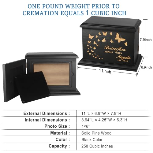 DGDCDV Cremation Urns for Human Ashes Male Female with Photo Frame | Large Wooden Memorial Urns for Adult Woman Men Human Ashes, Decorative Burial Funeral Urns Box and Caskets for Ashes