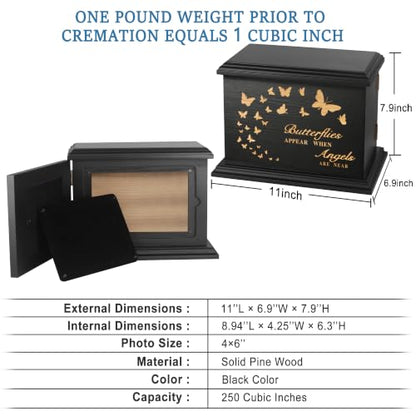 DGDCDV Cremation Urns for Human Ashes Male Female with Photo Frame | Large Wooden Memorial Urns for Adult Woman Men Human Ashes, Decorative Burial Funeral Urns Box and Caskets for Ashes