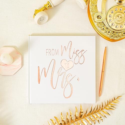 Calculs Rose Gold Bachelorette Party Sign in Book Bridal Shower Guest Book 'from Miss to mrs' Picture Book Polaroid Blank Pages for Instant Film 8.5” Square White Cover Rose Gold Foil Stamping - style: French