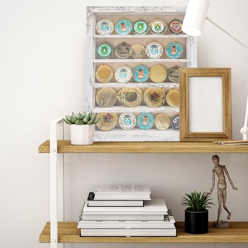 11x14 Wooden Shadow Box Frame with Removable Shelves Deep Display Case for Military Medals Keepsakes White - color: White, size: 11x14