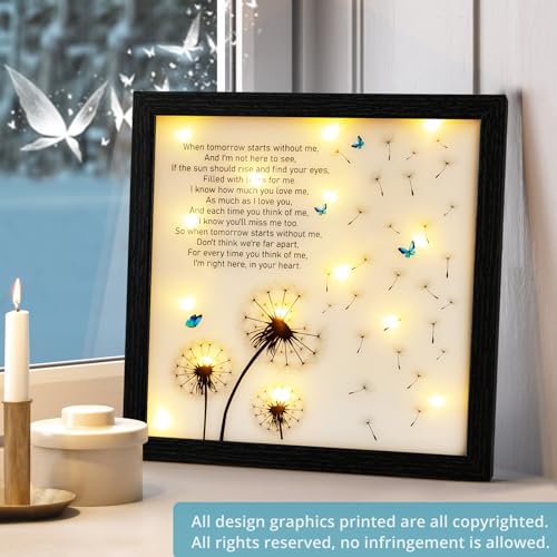 Memorial Gifts LED Shadow Box Sympathy Gift Condolences Grief Dandelion - size: Dandelion