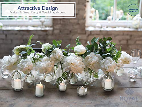Royal Imports Hanging Oyster Glass Votive Candle Holders 2" Tall, Set of 6 | Heavyweight Tealight Candle Holder Centerpieces for Tables Glass Votive Holders Weddings, Parties, Home & Event Decorations