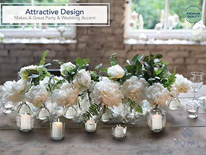 Royal Imports Hanging Oyster Glass Votive Candle Holders 2" Tall, Set of 6 | Heavyweight Tealight Candle Holder Centerpieces for Tables Glass Votive Holders Weddings, Parties, Home & Event Decorations