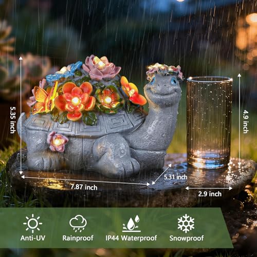 Large Solar Turtle Garden Statue,Outdoor Animal Statues for Garden,Yard,Lawn,Patio,Porch, Balcony, Unique Birthday Gifts for Mom, Women, and Grandma - size: Turtle